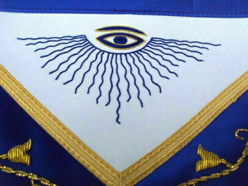RIAZ IMPEX Wrestling Belts HAND EMBROIDER MASONIC PAST MASTER APRON BLUE SILK BORDER GOLD EMBROIDERY