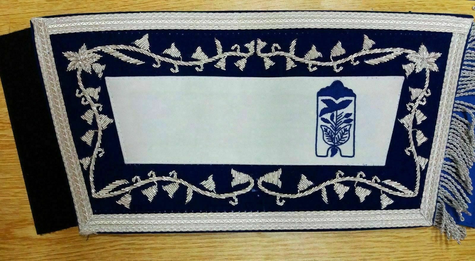 Masonic Junior Warden Blue Apron & Cuffs Hand Embroidered | Riaz Impex ...