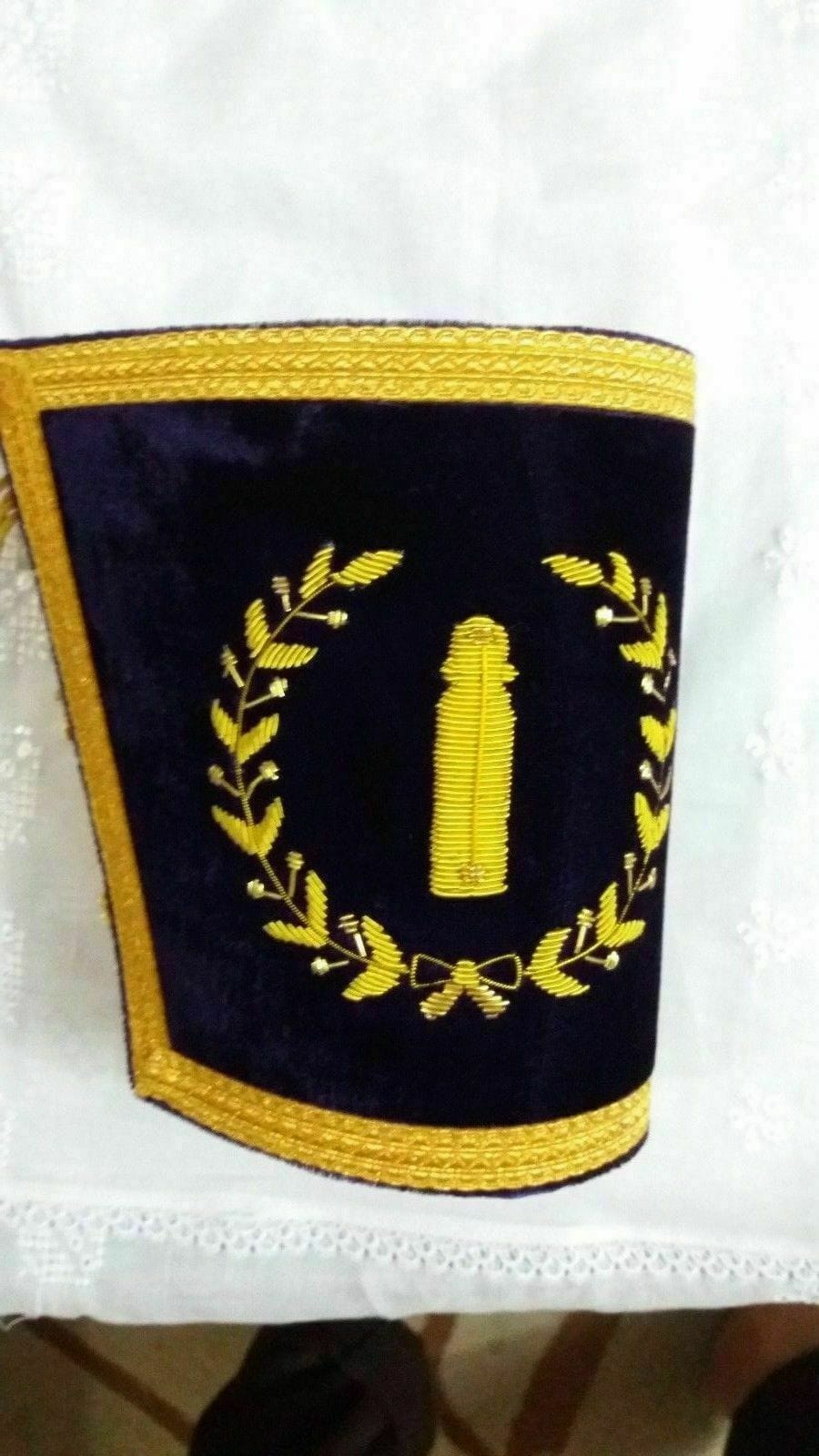 RIAZ IMPEX Wrestling Belts HAND EMBROIDERY MASONIC GRAND LODGE JUNIOR WARDEN APRON CUFFS and CHAIN COLLAR
