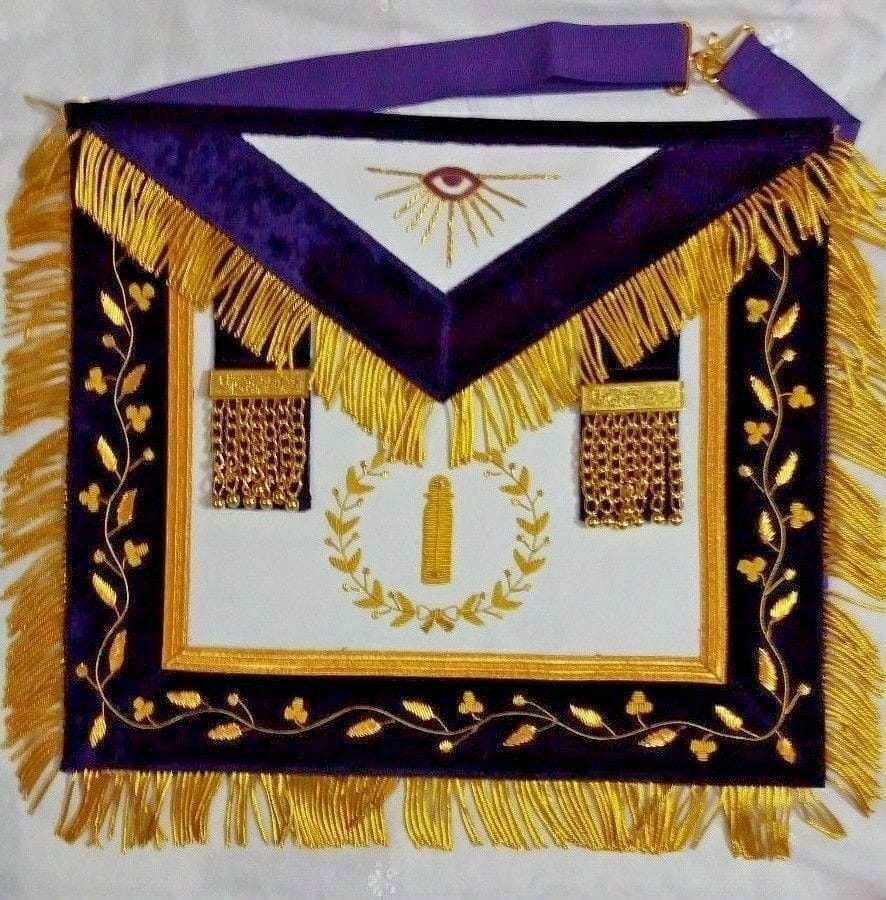 RIAZ IMPEX Wrestling Belts HAND EMBROIDERY MASONIC GRAND LODGE JUNIOR WARDEN APRON CUFFS and CHAIN COLLAR