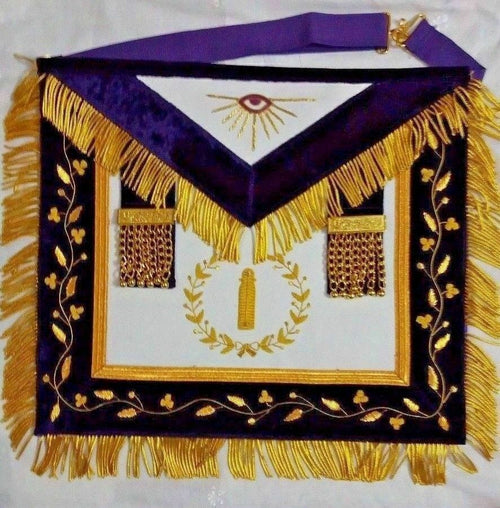 RIAZ IMPEX Wrestling Belts HAND EMBROIDERY MASONIC GRAND LODGE JUNIOR WARDEN APRON CUFFS and CHAIN COLLAR