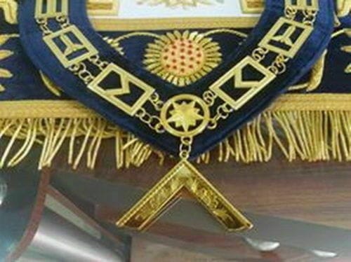 RIAZ IMPEX Wrestling Belts MASONIC GRAND LODGE WORSHIPFUL MASTER APRON BLUE WITH CHAIN COLLAR AND JEWEL