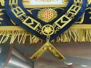 RIAZ IMPEX Wrestling Belts MASONIC GRAND LODGE WORSHIPFUL MASTER APRON BLUE WITH CHAIN COLLAR AND JEWEL