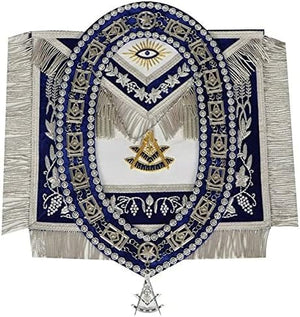 RIAZ IMPEX Wrestling Belts Masonic Past Master Apron 100% Lambskin & Chain Collar + Free Jewel