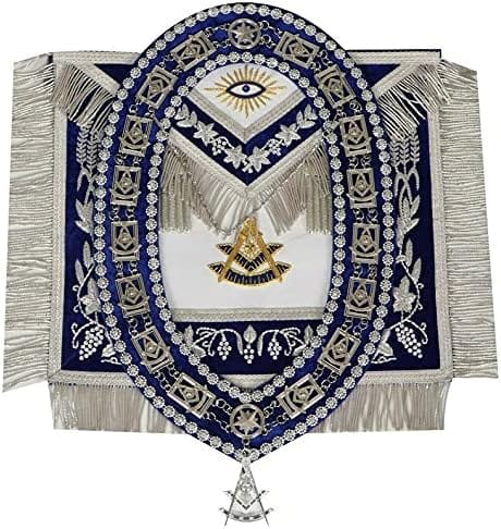 RIAZ IMPEX Wrestling Belts Masonic Past Master Apron 100% Lambskin & Chain Collar + Free Jewel
