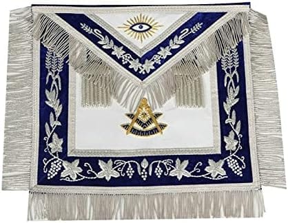 RIAZ IMPEX Wrestling Belts Masonic Past Master Apron 100% Lambskin & Chain Collar + Free Jewel
