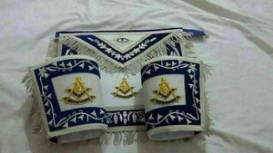 RIAZ IMPEX Wrestling Belts MASONIC PAST MASTER HAND EMBROIDER APRON,CUFF'S AND COLLAR MATCH BLUE VELVET