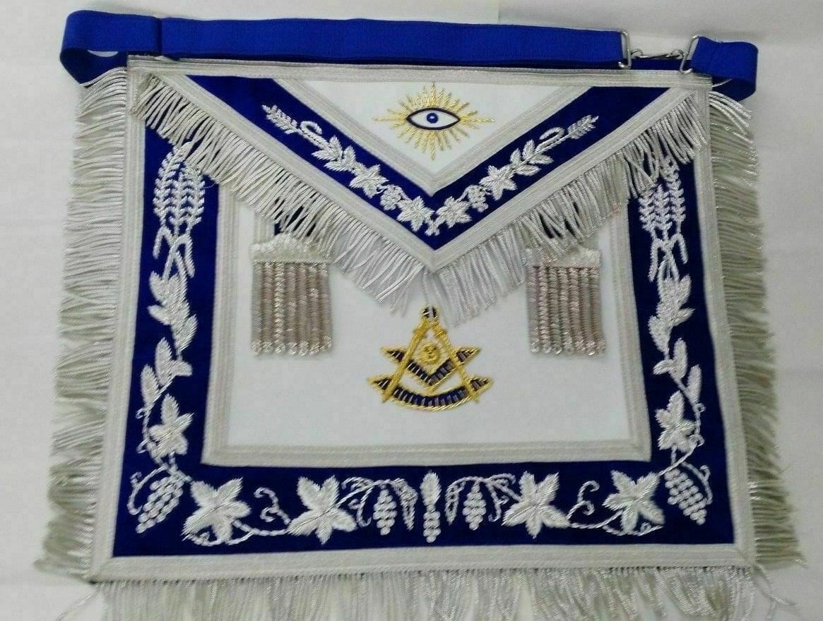 RIAZ IMPEX Wrestling Belts MASONIC PAST MASTER HAND EMBROIDER APRON,CUFF'S AND COLLAR MATCH BLUE VELVET