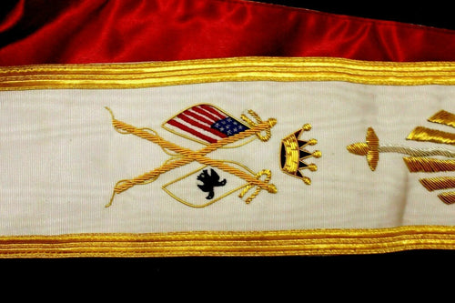 RIAZ IMPEX Wrestling Belts Masonic Regalia 33rd Degree WHITE Sash Scottish Rite with RED Silk Backing