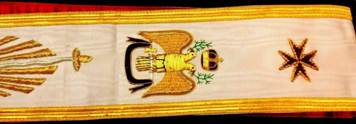 RIAZ IMPEX Wrestling Belts Masonic Regalia 33rd Degree WHITE Sash Scottish Rite with RED Silk Backing