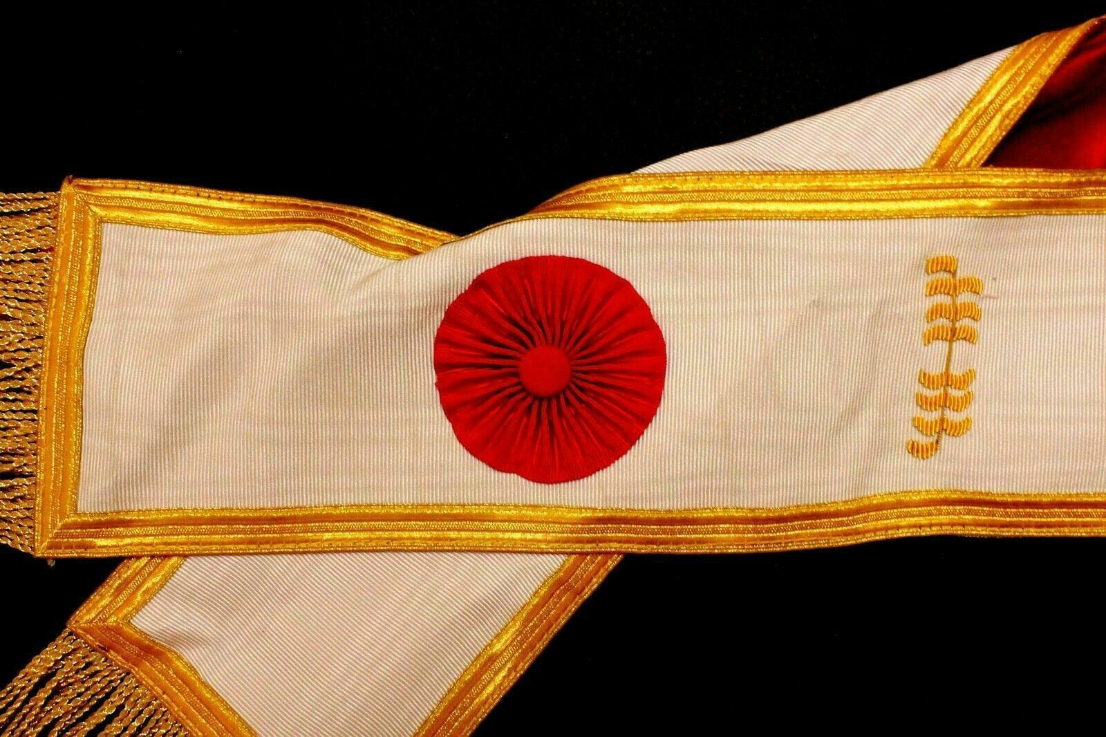 RIAZ IMPEX Wrestling Belts Masonic Regalia 33rd Degree WHITE Sash Scottish Rite with RED Silk Backing