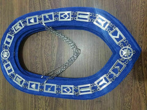 RIAZ IMPEX Wrestling Belts MASONIC REGALIA BLUE LODGE OFFICER SILVER METAL CHAIN COLLARS 5 PCS BEST QUALITY