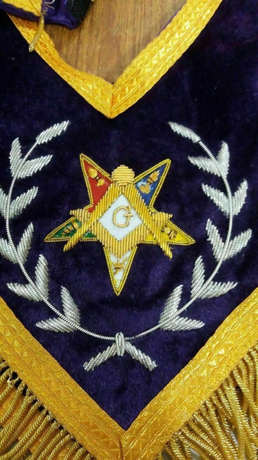 RIAZ IMPEX Wrestling Belts MASONIC REGALIA GRAND PATRON APRON SET COLLAR & CUFF'S MATCHING PURPLE velvet