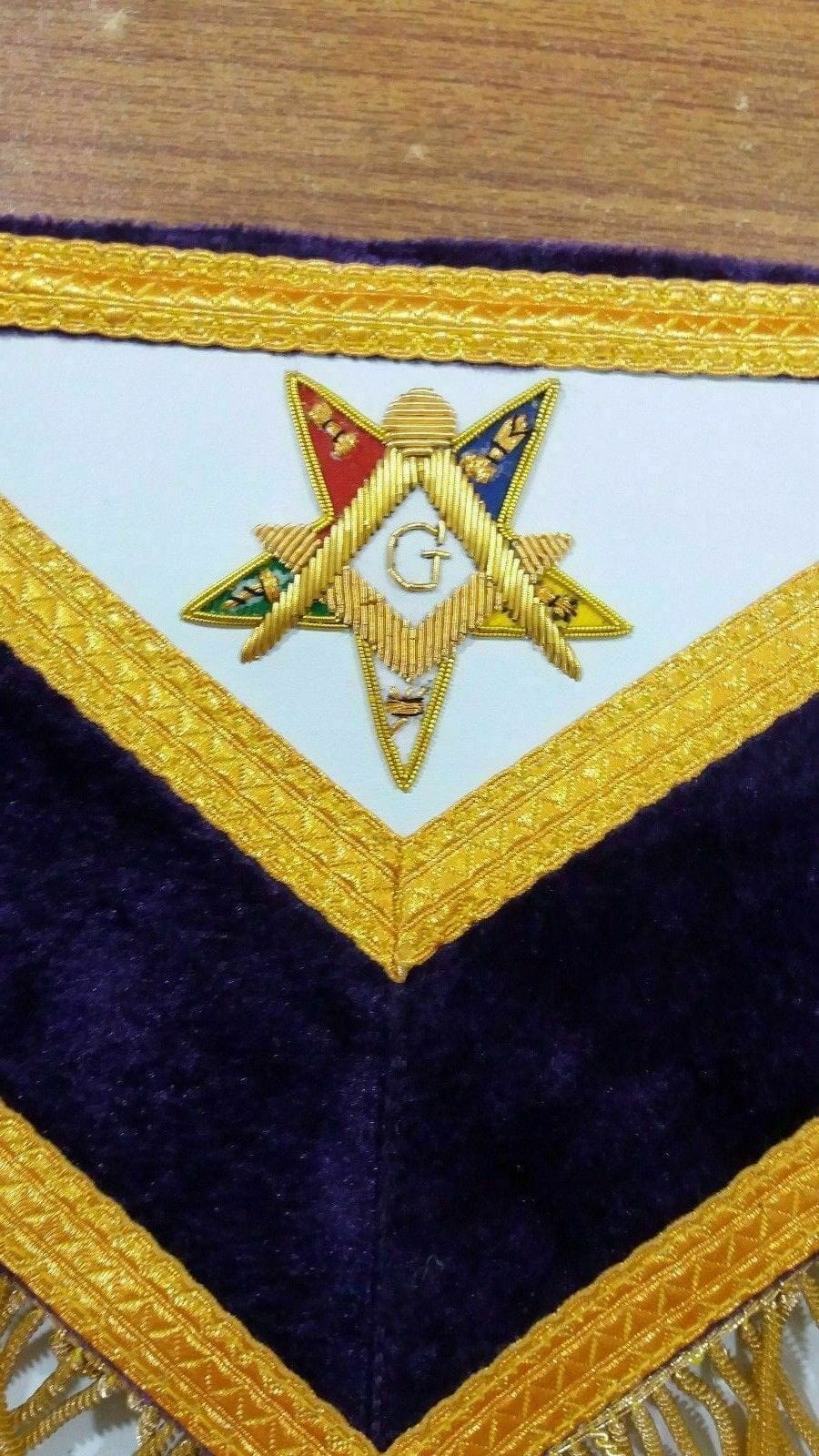 RIAZ IMPEX Wrestling Belts MASONIC REGALIA GRAND PATRON APRON SET COLLAR & CUFF'S MATCHING PURPLE velvet