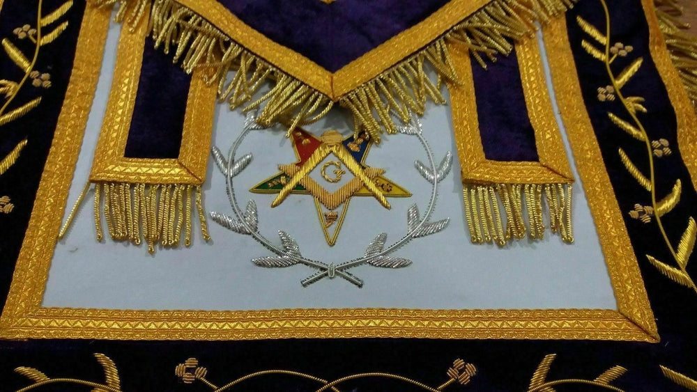 RIAZ IMPEX Wrestling Belts MASONIC REGALIA GRAND PATRON APRON SET COLLAR & CUFF'S MATCHING PURPLE velvet