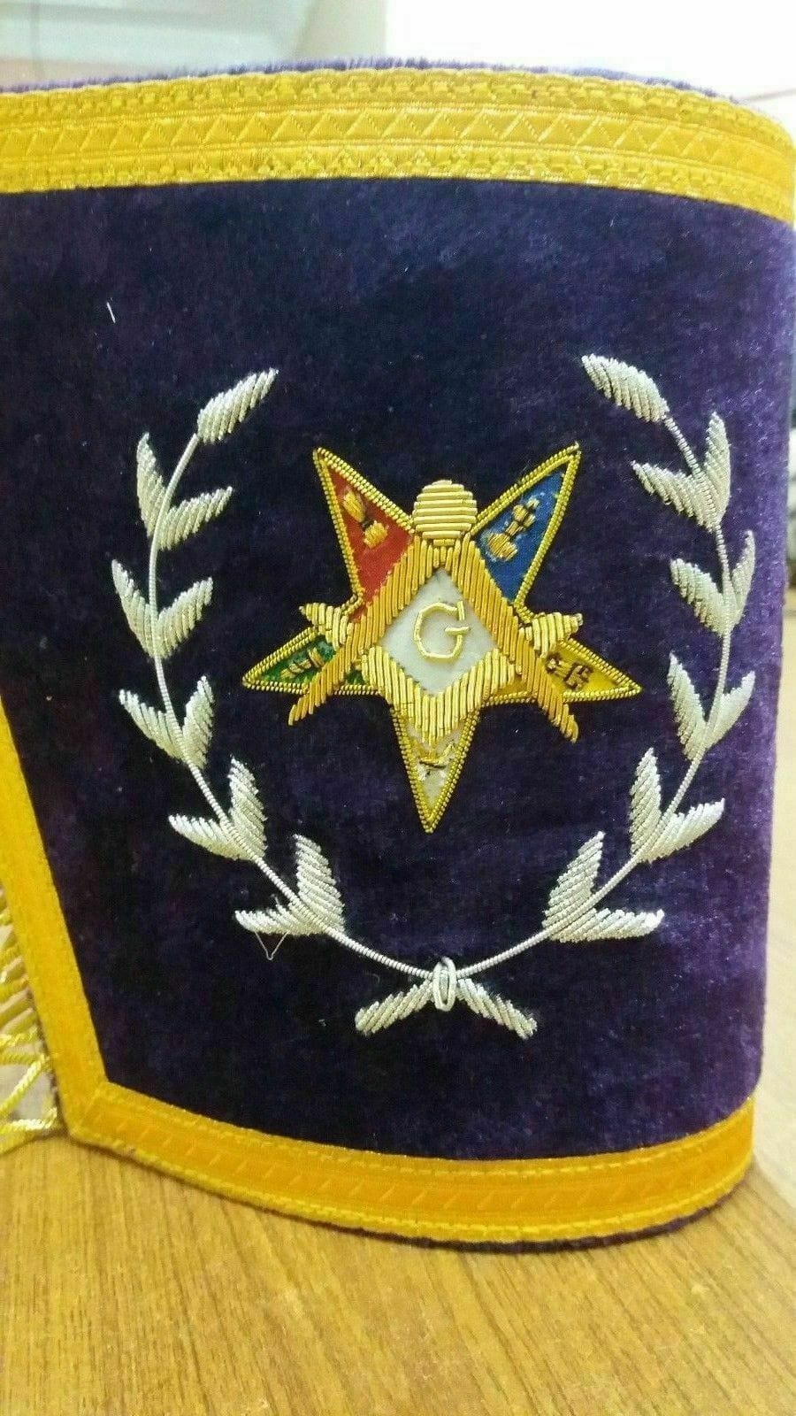 RIAZ IMPEX Wrestling Belts MASONIC REGALIA GRAND PATRON APRON SET COLLAR & CUFF'S MATCHING PURPLE velvet