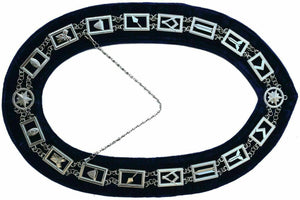 RIAZ IMPEX Wrestling Belts MASONIC REGALIA MASTER MASON BLUE LODGE SILVER METAL 12 CHAIN COLLAR NEW