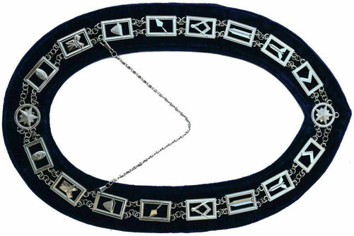 RIAZ IMPEX Wrestling Belts MASONIC REGALIA MASTER MASON BLUE LODGE SILVER METAL 12 CHAIN COLLAR NEW
