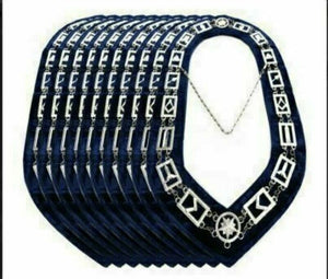 RIAZ IMPEX Wrestling Belts MASONIC REGALIA MASTER MASON BLUE LODGE SILVER METAL 12 CHAIN COLLAR NEW
