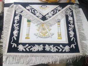 RIAZ IMPEX Wrestling Belts MASONIC REGALIA PAST MASTER APRON NAVY BLUE VELVET HAND MADE BEST QUALITY