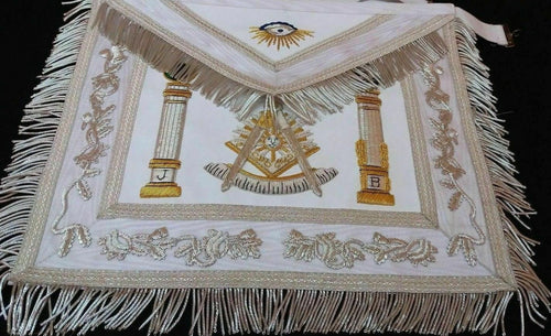 RIAZ IMPEX Wrestling Belts MASONIC REGALIA PAST MASTER APRON WHITE HAND MADE BEST QUALITY