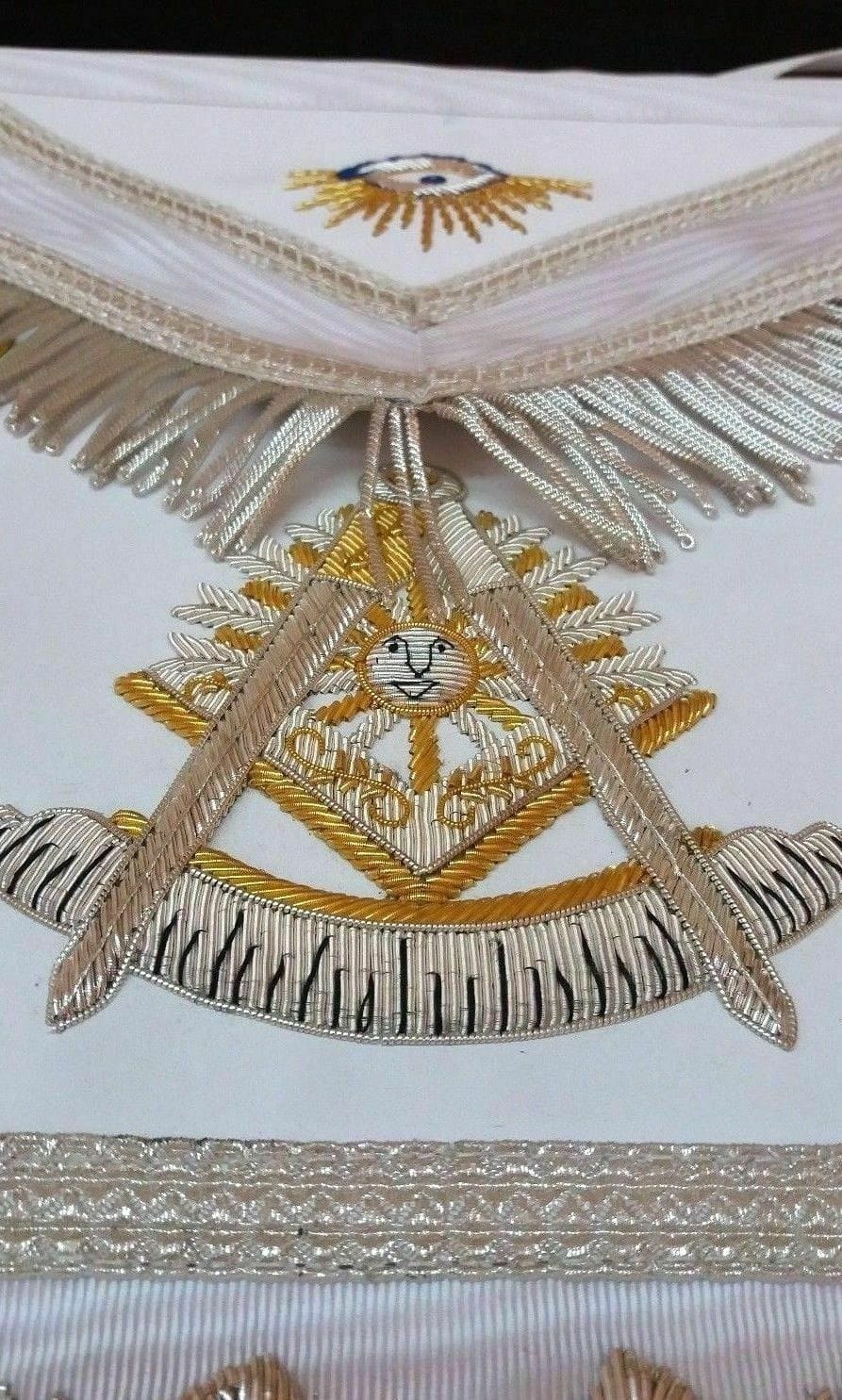 RIAZ IMPEX Wrestling Belts MASONIC REGALIA PAST MASTER APRON WHITE HAND MADE BEST QUALITY