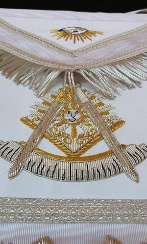 RIAZ IMPEX Wrestling Belts MASONIC REGALIA PAST MASTER APRON WHITE HAND MADE BEST QUALITY