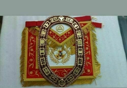 RIAZ IMPEX Wrestling Belts MASONIC ROYAL ARCH PAST HIGH PRIEST APRON WITH CHAIN COLLAR