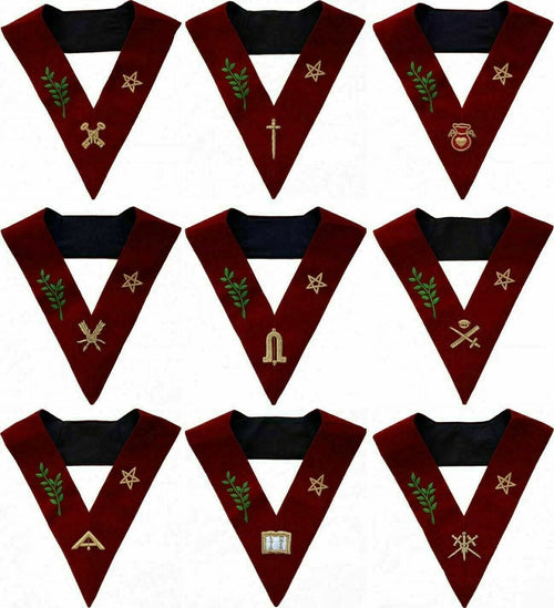 RIAZ IMPEX Wrestling Belts MASONIC SCOTTISH RITE 14TH DEGREE LODGE OF PERFECTION OFFICER COLLARS SET OF 9
