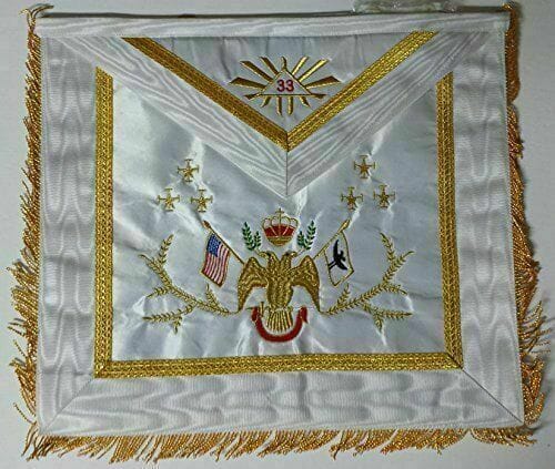RIAZ IMPEX Wrestling Belts New Masonic Rose Croix 33rd Degree Apron, Gauntlets and Collar Set Wing Down