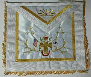 RIAZ IMPEX Wrestling Belts New Masonic Rose Croix 33rd Degree Apron, Gauntlets and Collar Set Wing Down